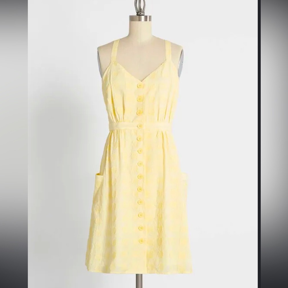 NWT Modcloth Pastel Yellow Everyday Vacay Dress Sleeveless w  Pockets 14 XL - Picture 2 of 8